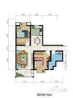 怡景华庭2室2厅1卫108.8㎡户型图